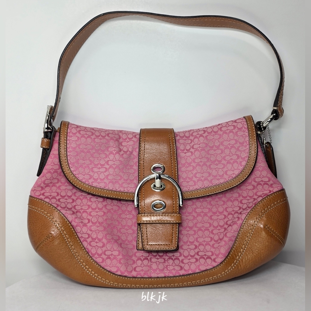 Coach Soho Signature C Shoulder Bag *Pink/Brown* EUC